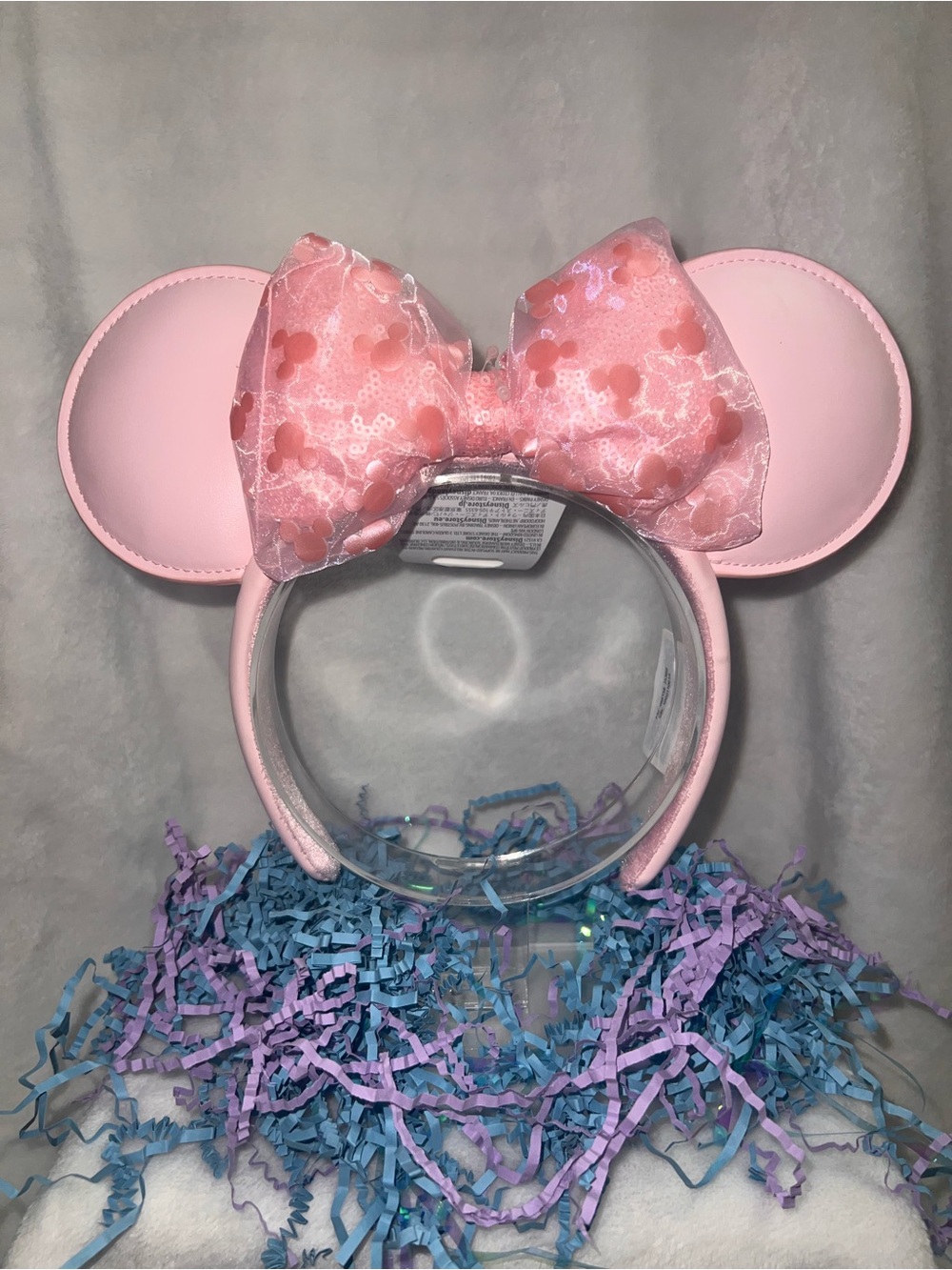 NWT! Authentic Disney Parks 2025 Pink Mickey Icon Organza Sequin Bow Minnie Ears